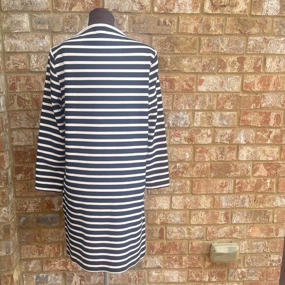 Kate Spade Broome Street Striped Navy Blue Dress with Front Pockets Size M - Picture 3 of 6